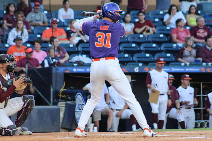 Caden Grice's 6th-inning grand slam helped push the Tigers past Virginia Tech. (Clemson Athletics)